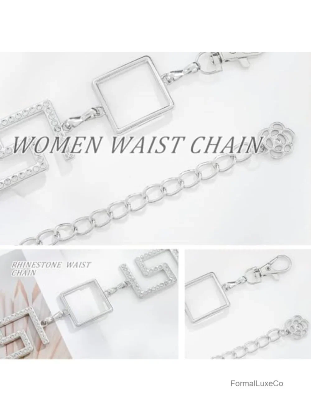 Rhinestone Waist Chain Belt Women Metal Dress Accessory